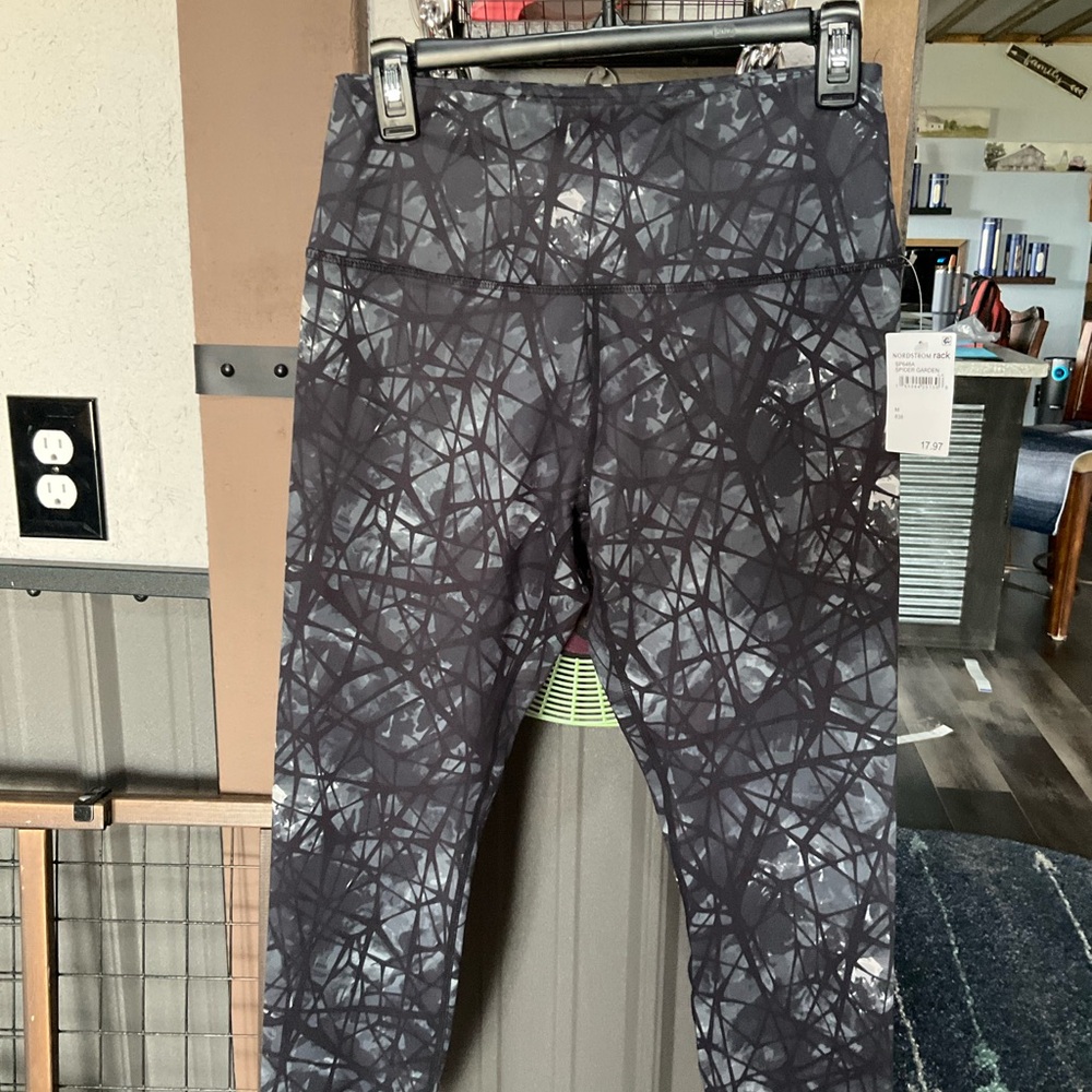 Spyder Black and Gray Abstract Print Kids Leggings